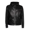 Dondup Biker Jacket With Modern Hood In Black
