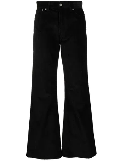 Dondup High-waist Corduroy Flared Trousers In Black