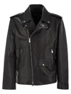 Dondup Black Biker Jacket In Nappa Leather In Black