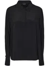 Dondup Black Button-down Long Sleeve Shirt With Classic Collar In Black