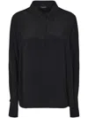 Dondup Black Button-down Long Sleeve Shirt With Classic Collar In Black
