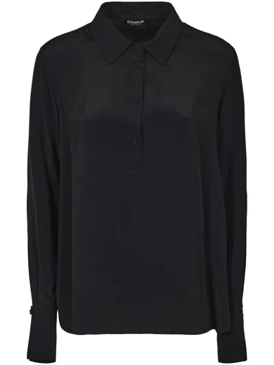 Dondup Black Button-down Long Sleeve Shirt With Classic Collar