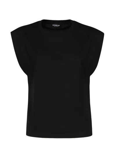 Dondup Black Cotton T Shirt With Armholes
