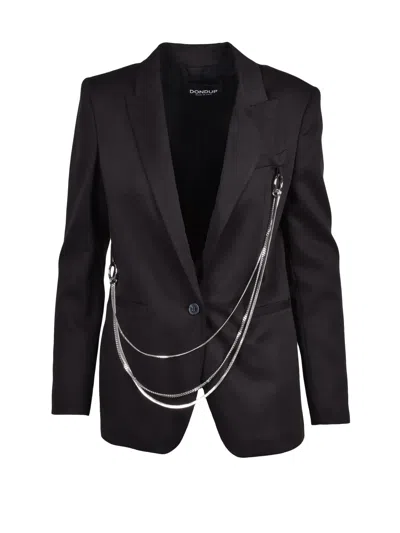 Dondup Black Cotton Viscose Elastane Rounded Jacket