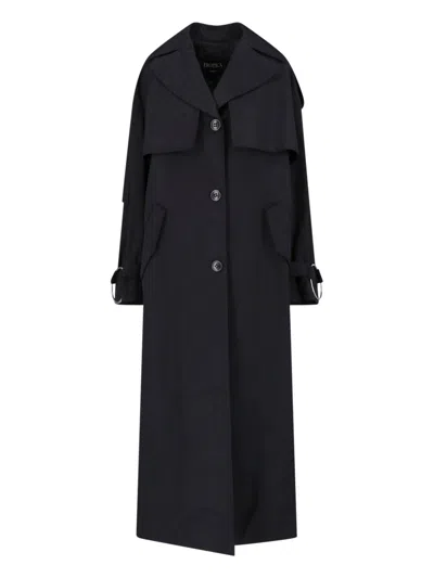 Dondup Black Cotton-blend Canvas Trench Coat