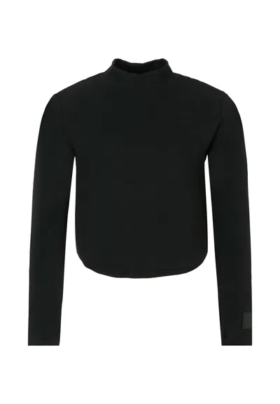 DONDUP BLACK CROP T-SHIRT FOR GIRL WITH PATCH