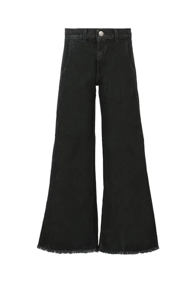 Dondup Kids' Black Jeans For Girl With Logo Patch In Gray