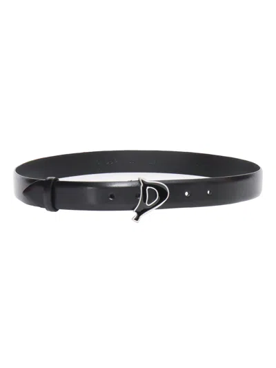 DONDUP BLACK LEATHER BELT