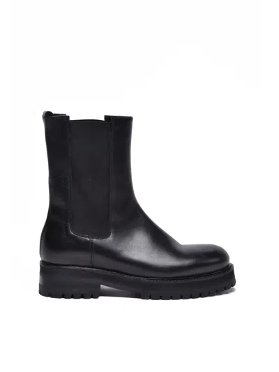 Dondup Black Leather Rubber Women's Leather Ankle Boot