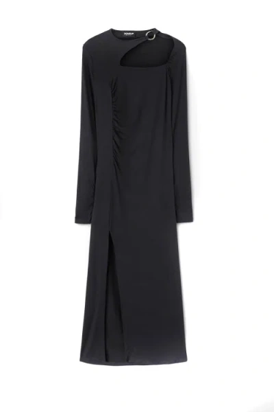Dondup Draped Jersey Dress In Black