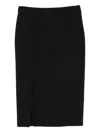 Dondup Black Midi Skirt With Side Slit In Black