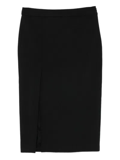 Dondup Black Midi Skirt With Side Slit