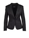 Dondup Black Rounded Linen Viscose Elastane Blazer Jacket In Black