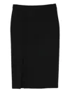 Dondup Black Side-split Pencil Midi Skirt In Black