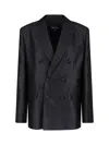 Dondup Double Breasted Blazer Structured Tailored Design In Black