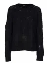 Dondup Embroidered Crewneck Sweater In Black