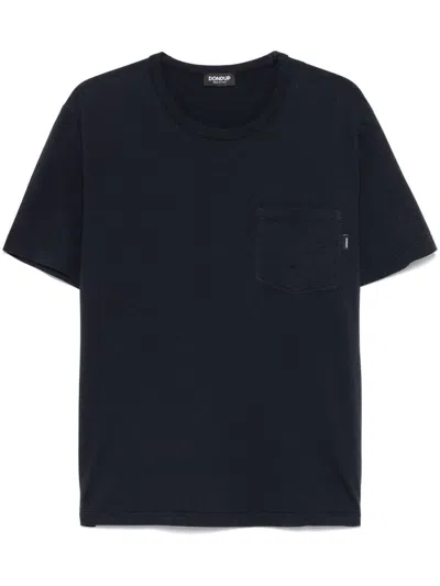 Dondup Black T-shirt In Cotton With Pocket In Blue