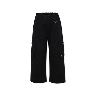 Dondup Kids' Black Trousers For Girl With Logo