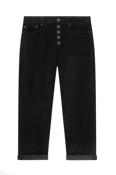 DONDUP BLACK TROUSERS WITH TAPERED LEG
