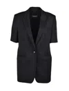 Dondup Black Virgin Wool Elastane Fitted Jacket In Black