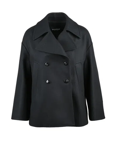 Dondup Black Virgin Wool-blend Peacoat