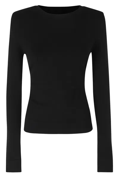 Dondup Black Viscose-blend Ribbed Slim Sweater