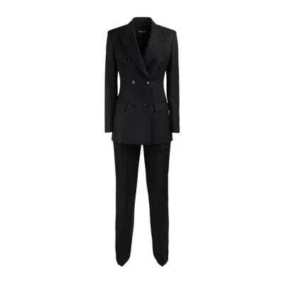 Dondup Black Wool Twill Suit