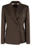 Dondup Double-breasted Military Green Blazer In Brown