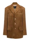 Dondup Button Suede Blazer In Brown