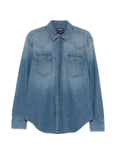 Dondup Long-sleeve Pocket Shirt In Blue