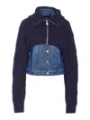 Dondup Long Sleeve Down Jacket With Ribbed Collar In Blue
