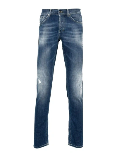 Dondup Blue Faded Effect Logo Patch Denim Jeans