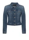 Dondup Fitted Medium Blue Denim Jacket With Button-down Front In Gray