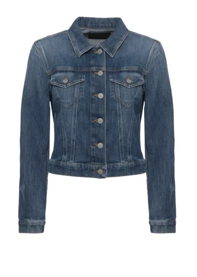 Dondup Blue Flap Pockets Denim Jacket In Gray
