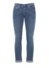 Dondup Slim Fit Tailored Trousers With Flat Front And Side Pockets In Blue