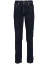 Dondup Rolled Cuffs Five-pocket Trousers With Contrast Stitching In Blue