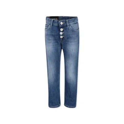 Dondup Kids' Blue Jeans For Girl With Logo In Denim