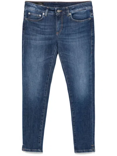 DONDUP BLUE LOGO-PATCH SKINNY JEANS