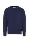 Dondup Logo-patch Crewneck Sweater In Blue