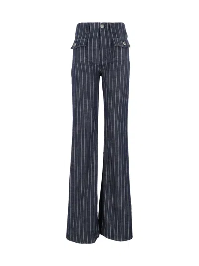Dondup Blue T Toppa Pinstripe High-waisted Flared Pants