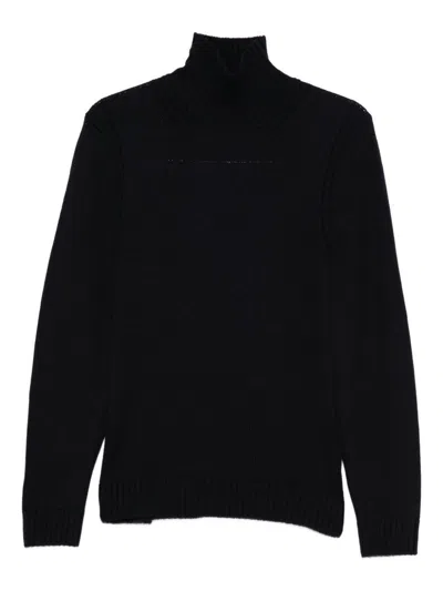 Dondup Blue Wool Turtleneck Sweater In Black