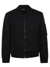 Dondup Neoprene Bomber Jacket With Ribbed Trim In Black