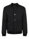 Dondup Ribbed Elastic Neoprene Bomber Jacket With D Logo Detail In Black