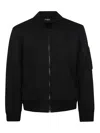 Dondup Neoprene Bomber Jacket With Ribbed Trim In Black