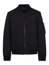 Dondup Neoprene Bomber Jacket With Ribbed Trim In Blue