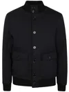 Dondup Ribbed Elastic Neoprene Bomber Jacket With D Logo Detail In Black