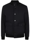 Dondup Ribbed Elastic Neoprene Bomber Jacket With D Logo Detail In Black