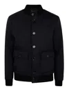 Dondup Ribbed Elastic Neoprene Bomber Jacket With D Logo Detail In Negro