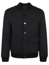 Dondup Ribbed Elastic Neoprene Bomber Jacket With D Logo Detail In Nero