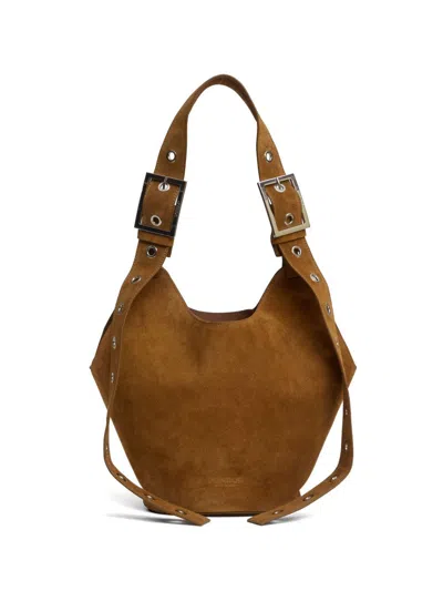 Dondup Borsa A Spalla Small Hobo In Camoscio Marrone